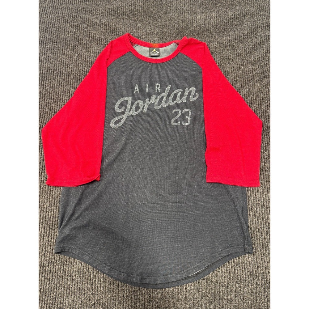 Air Jordan 23 Men's XL Red Black 3/4 Sleeve Raglan Baseball T Shirt Jumpman